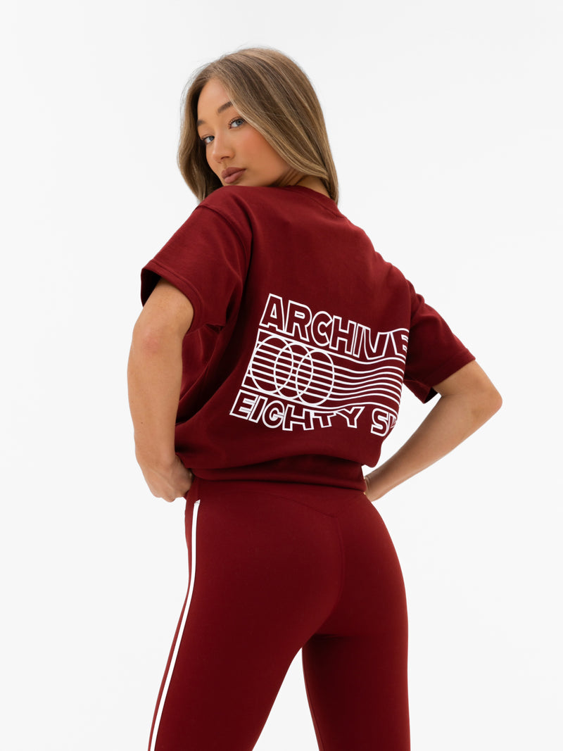 Naomi Oversized T-Shirt - Maroon Red