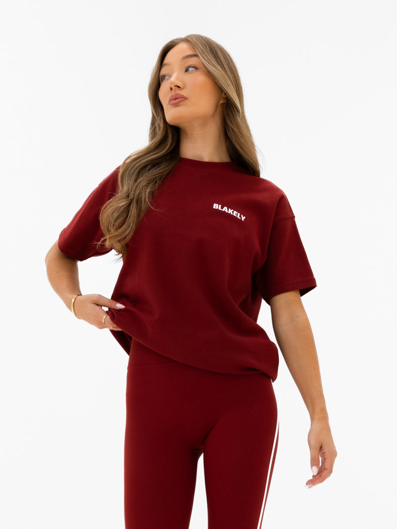Naomi Oversized T-Shirt - Maroon Red