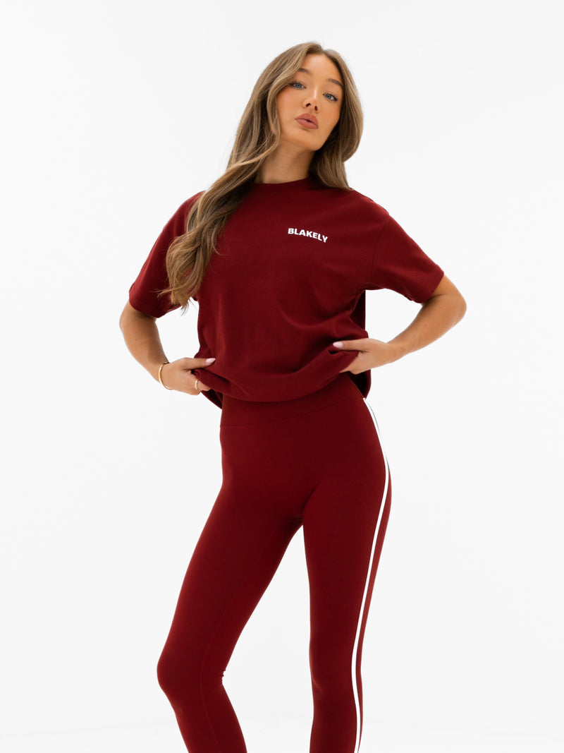 Naomi Oversized T-Shirt - Maroon Red