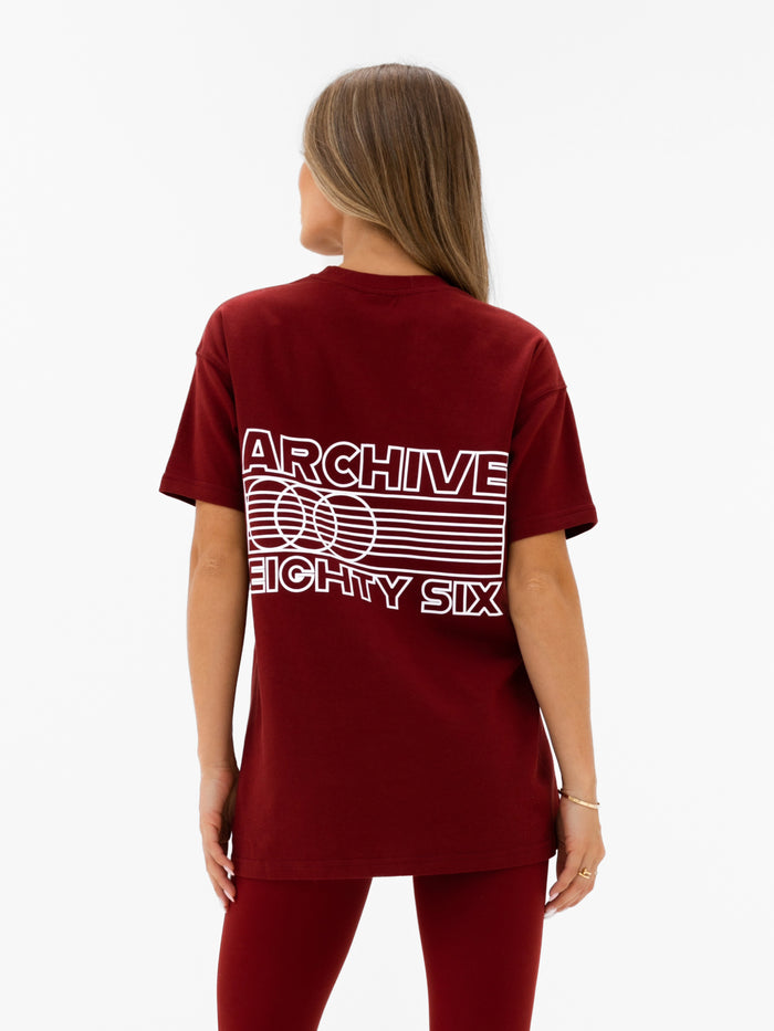 Naomi Oversized T-Shirt - Maroon Red