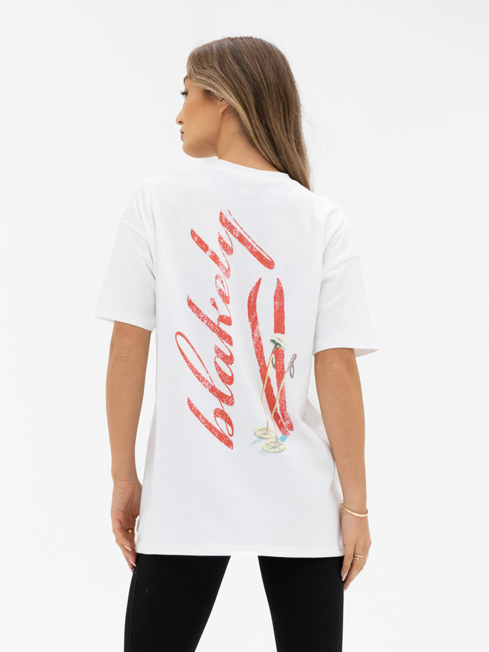 Sloane Oversized T-Shirt - White & Bright Red