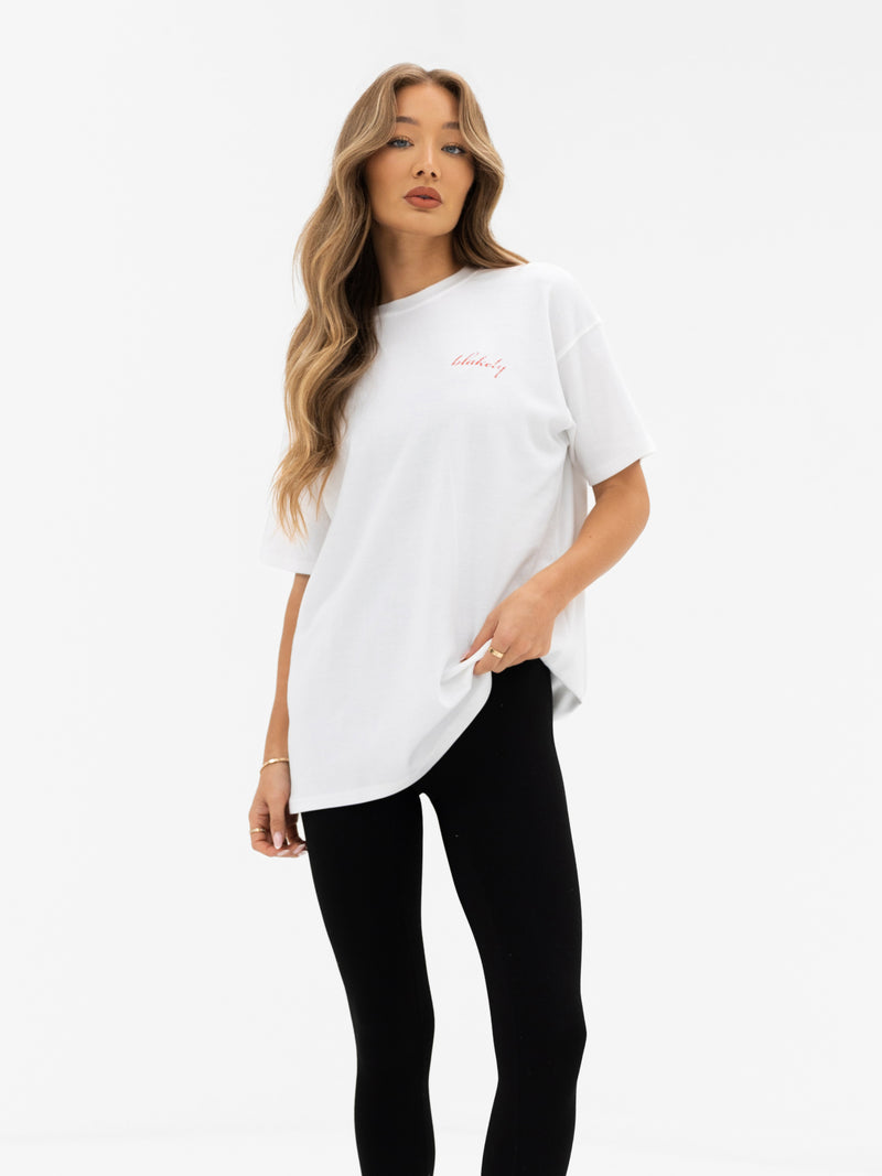 Sloane Oversized T-Shirt - White & Bright Red
