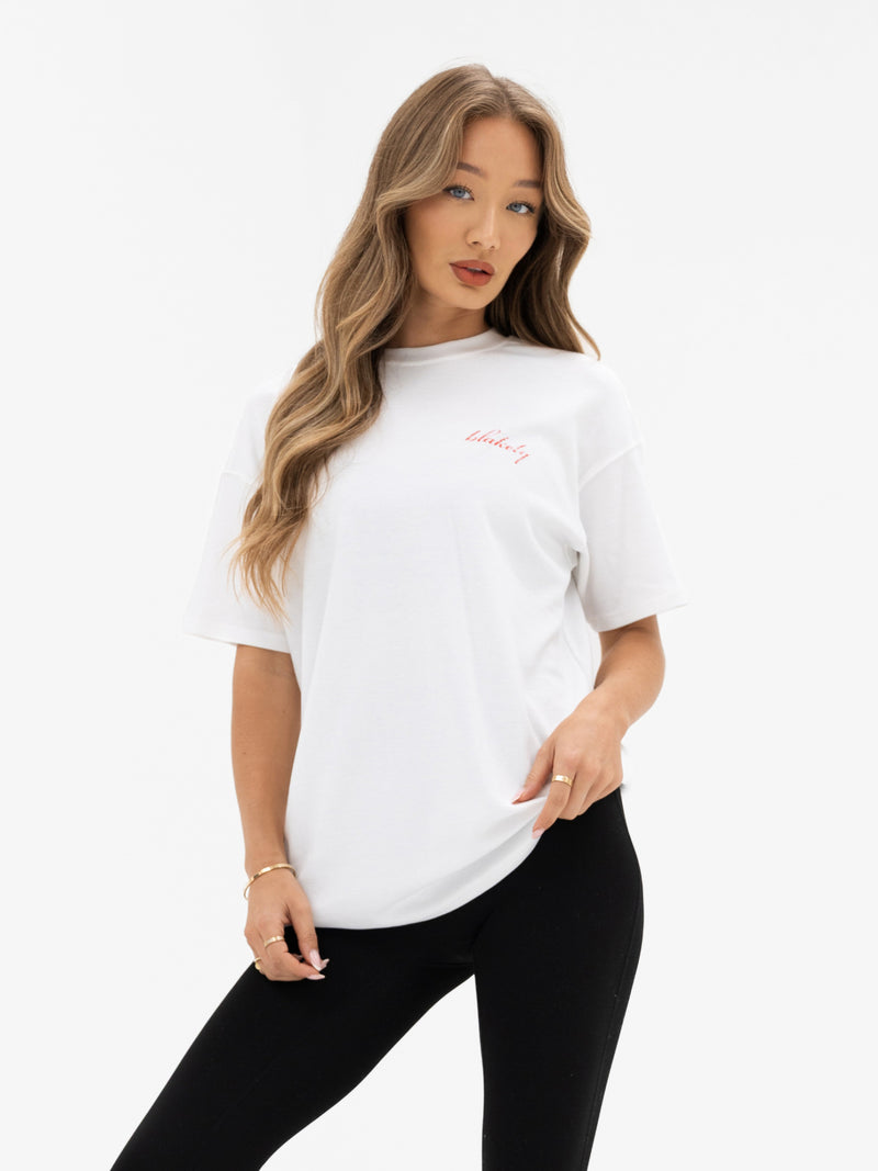 Sloane Oversized T-Shirt - White & Bright Red