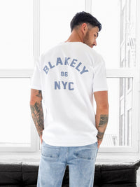 NYC Relaxed T-Shirt - White & Cloudy Blue