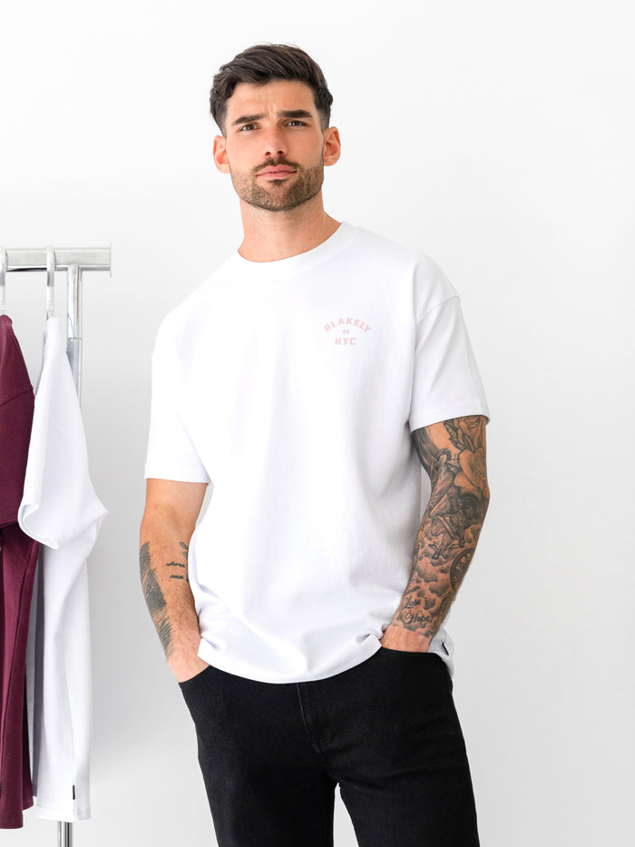 NYC Relaxed T-Shirt - White & Pink