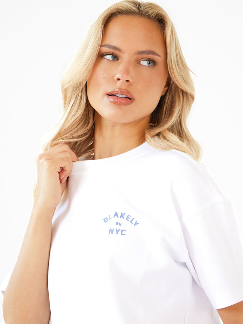 NYC Oversized T-Shirt - White & Cloudy Blue