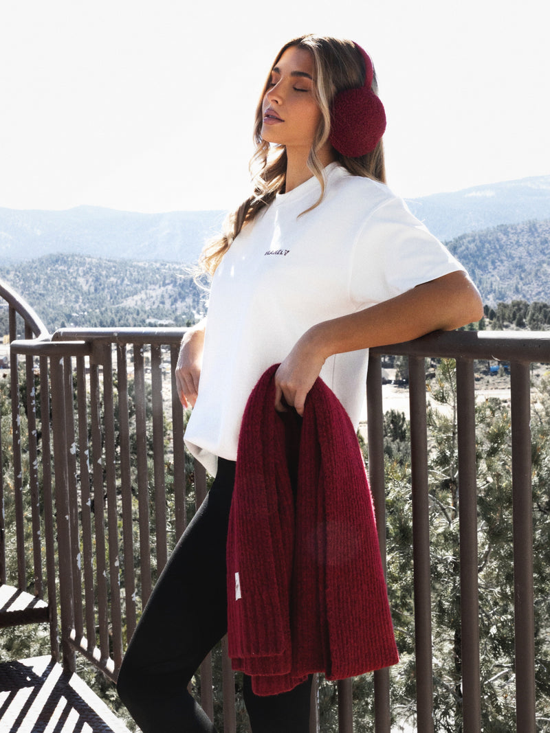 Sloane Ski Oversized T-Shirt - White & Bright Red