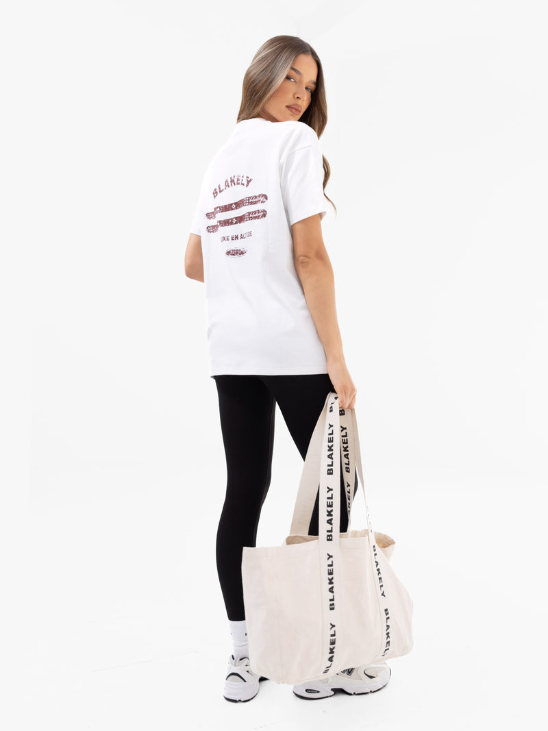 Sloane Ski Oversized T-Shirt - White & Bright Red