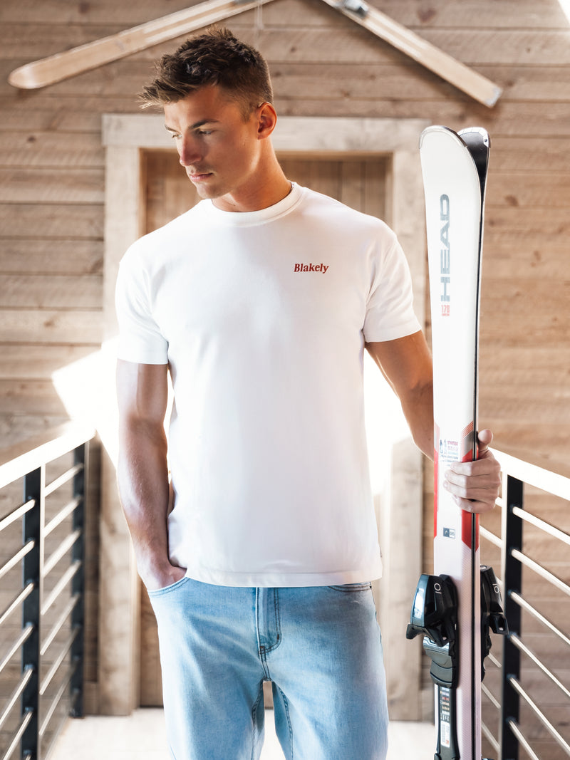 Halden Relaxed T-Shirt - Flat White & Red