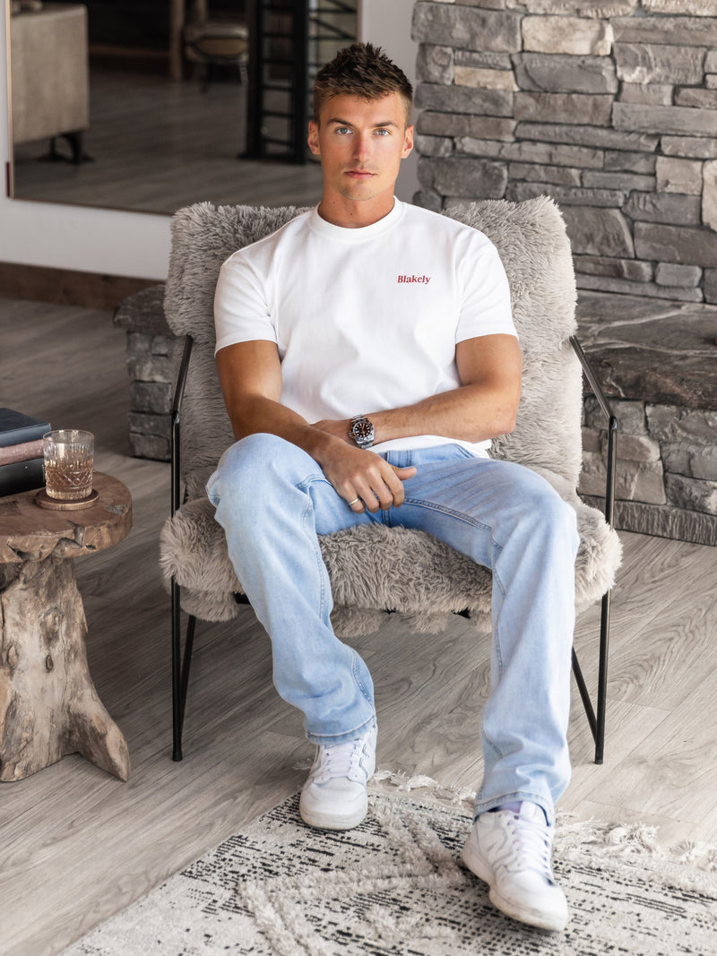 Halden Relaxed T-Shirt - Flat White & Red