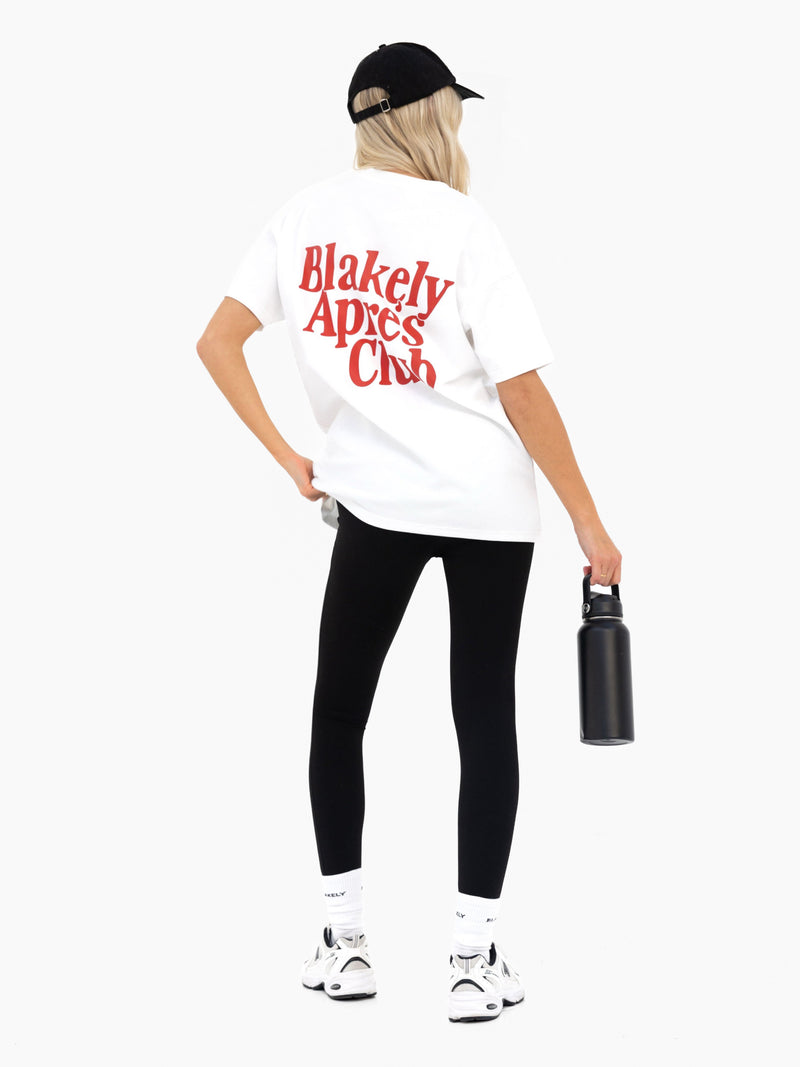 Saskia Oversized T-Shirt - Flat White & Cherry Red