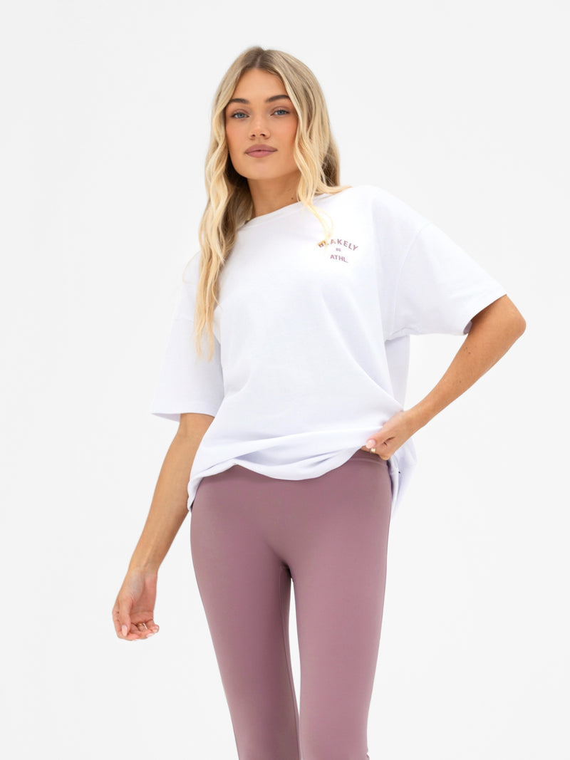 Hallie Oversized T-Shirt - White & Dusty Pink