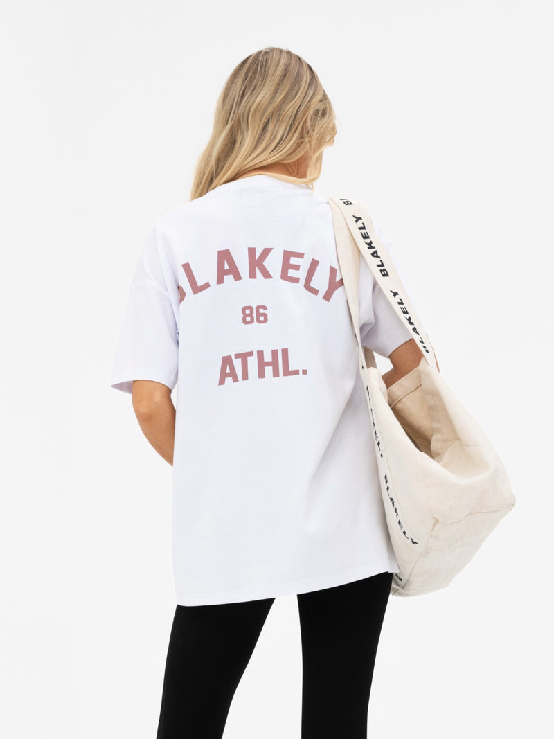 Hallie Oversized T-Shirt - White & Dusty Pink