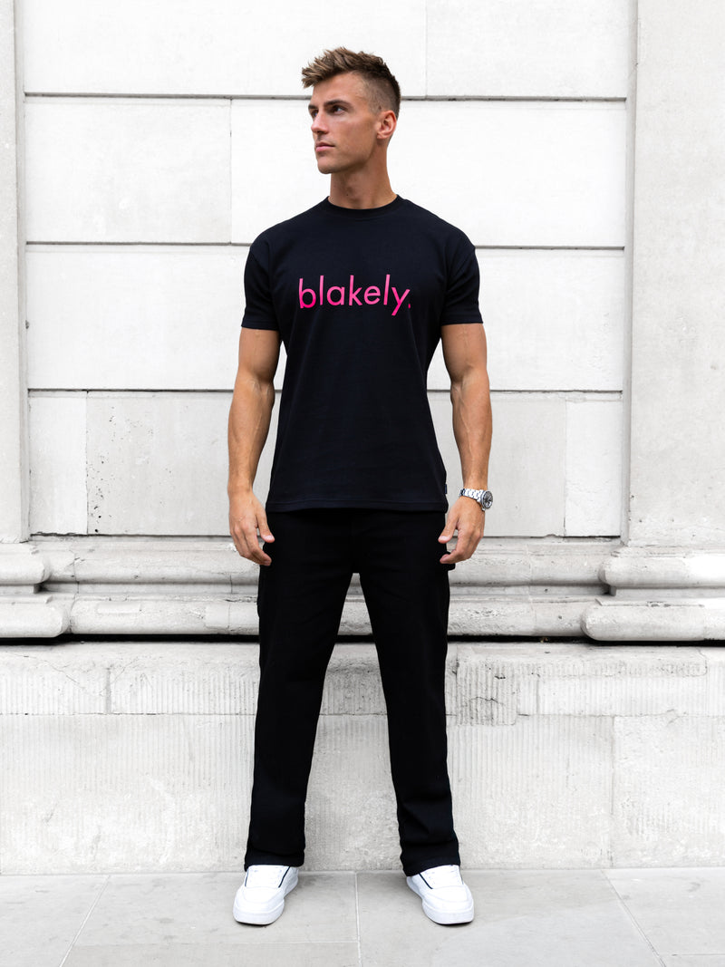 Leo Relaxed T-Shirt - Black & Neon Pink