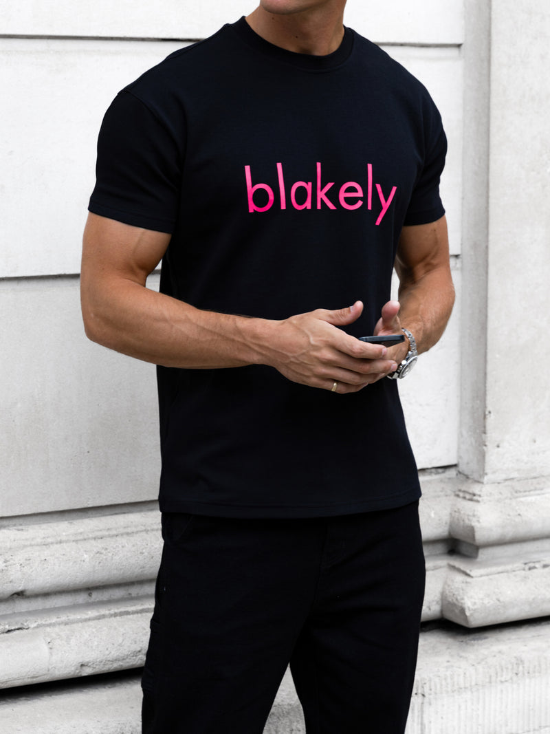 Leo Relaxed T-Shirt - Black & Neon Pink