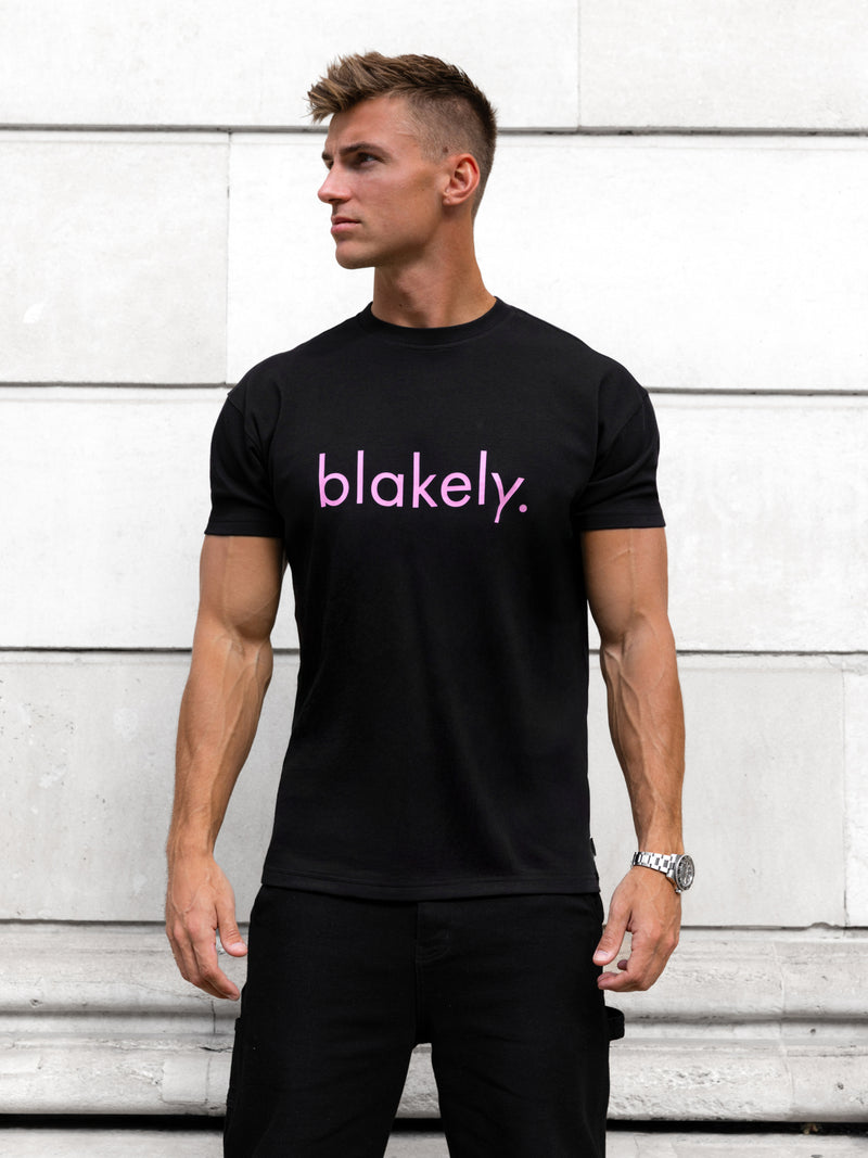 Leo Relaxed T-Shirt - Black & Pastel Pink