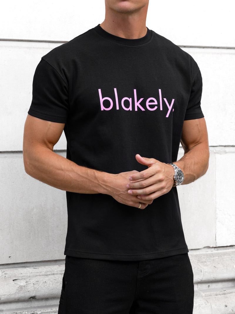Leo Relaxed T-Shirt - Black & Pastel Pink