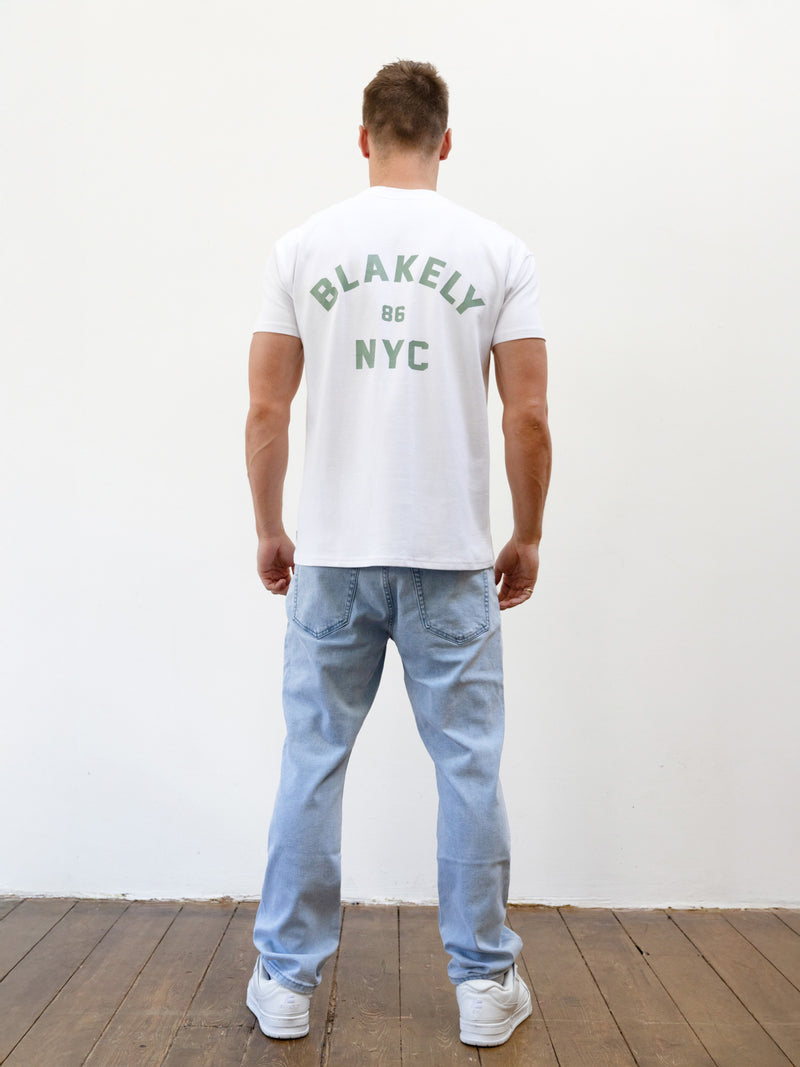 NYC Relaxed T-Shirt - White & Sage Green