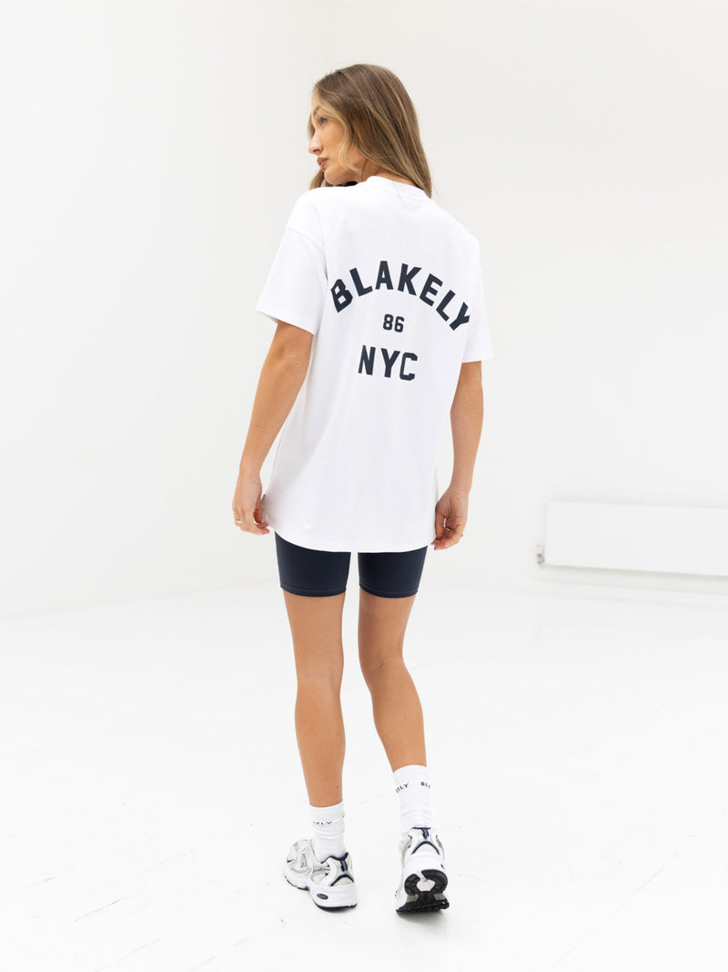 NYC Oversized T-Shirt & Active Shorts Set - True Navy & White