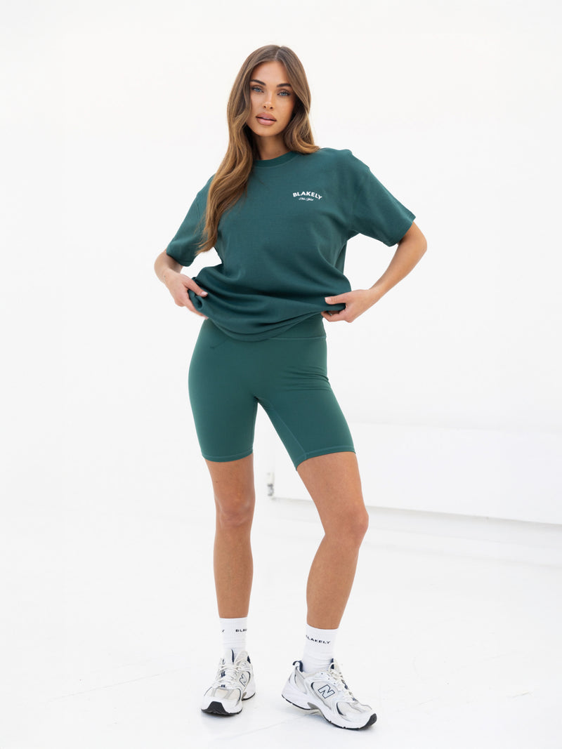 NY Crest Oversized T-Shirt & Soft Shorts Set - Pine Green