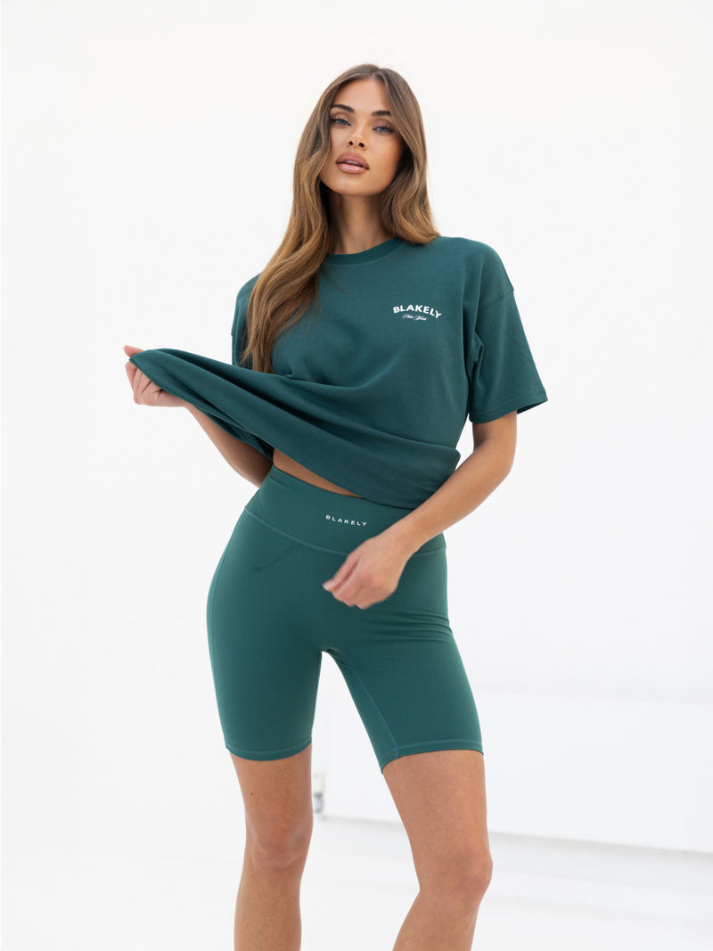 NY Crest Oversized T-Shirt & Soft Shorts Set - Pine Green