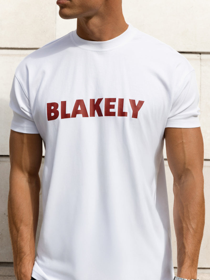 Raife Relaxed T-Shirt - White & Red