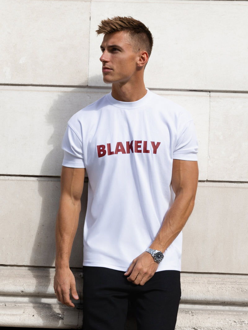 Raife Relaxed T-Shirt - White & Red