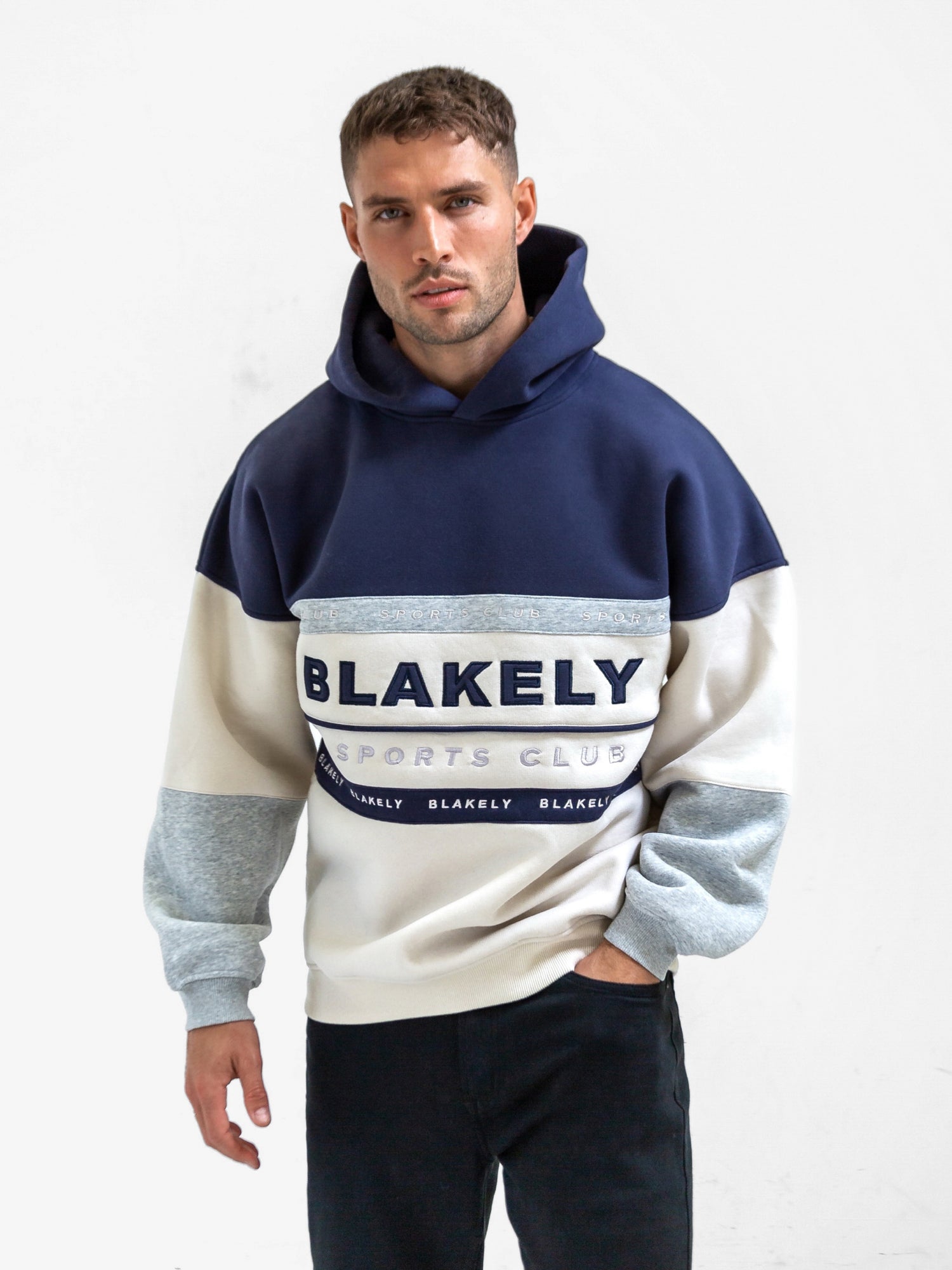 Buy Blakely Navy Alpine Sports Relaxed Hoodie Free delivery on