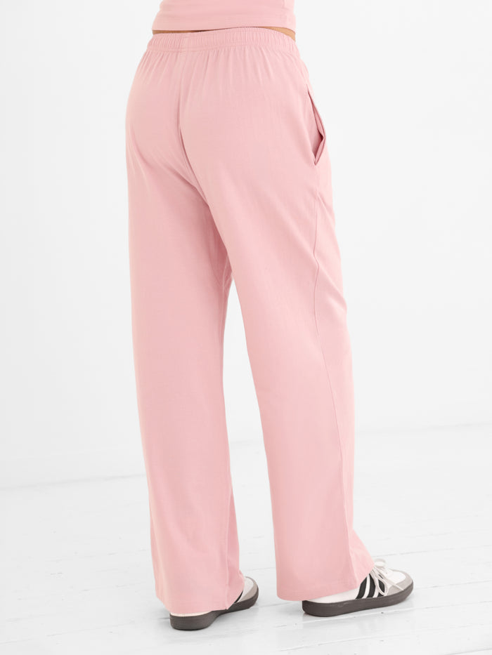 Ayla Cotton Wide Leg Trousers - Peony Pink