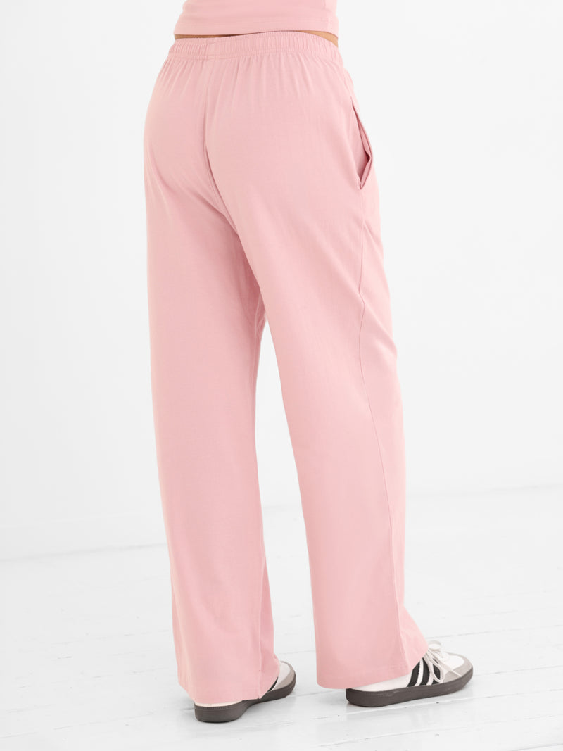Ayla Cotton Wide Leg Trousers - Peony Pink