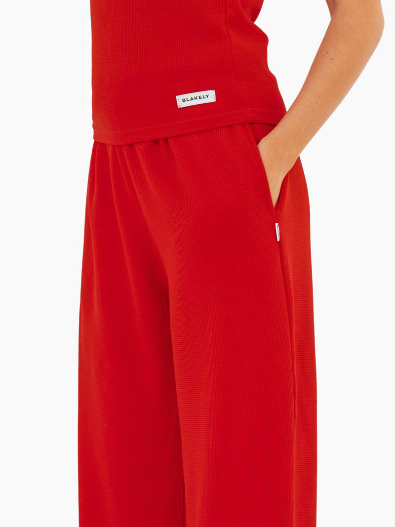 Soft Waffle Trousers - Red