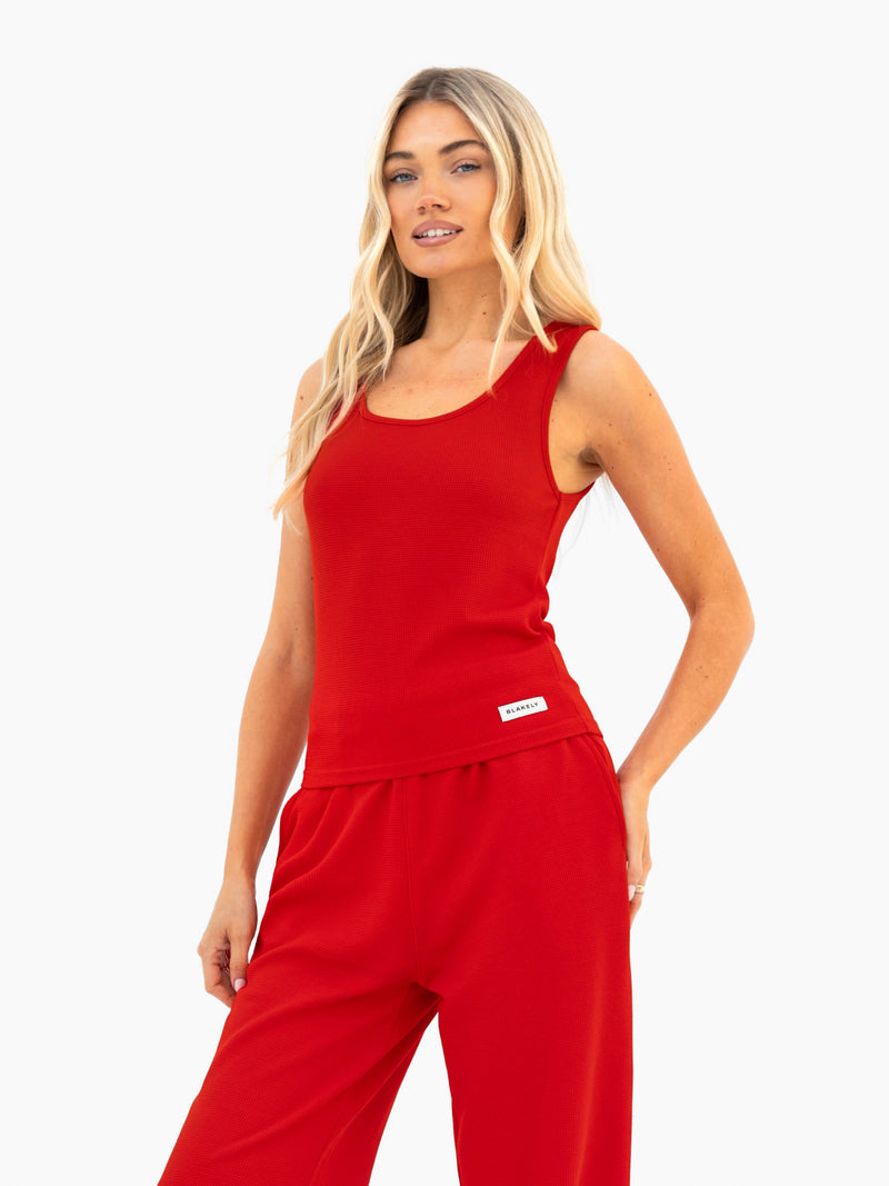 Soft Waffle Trousers - Red