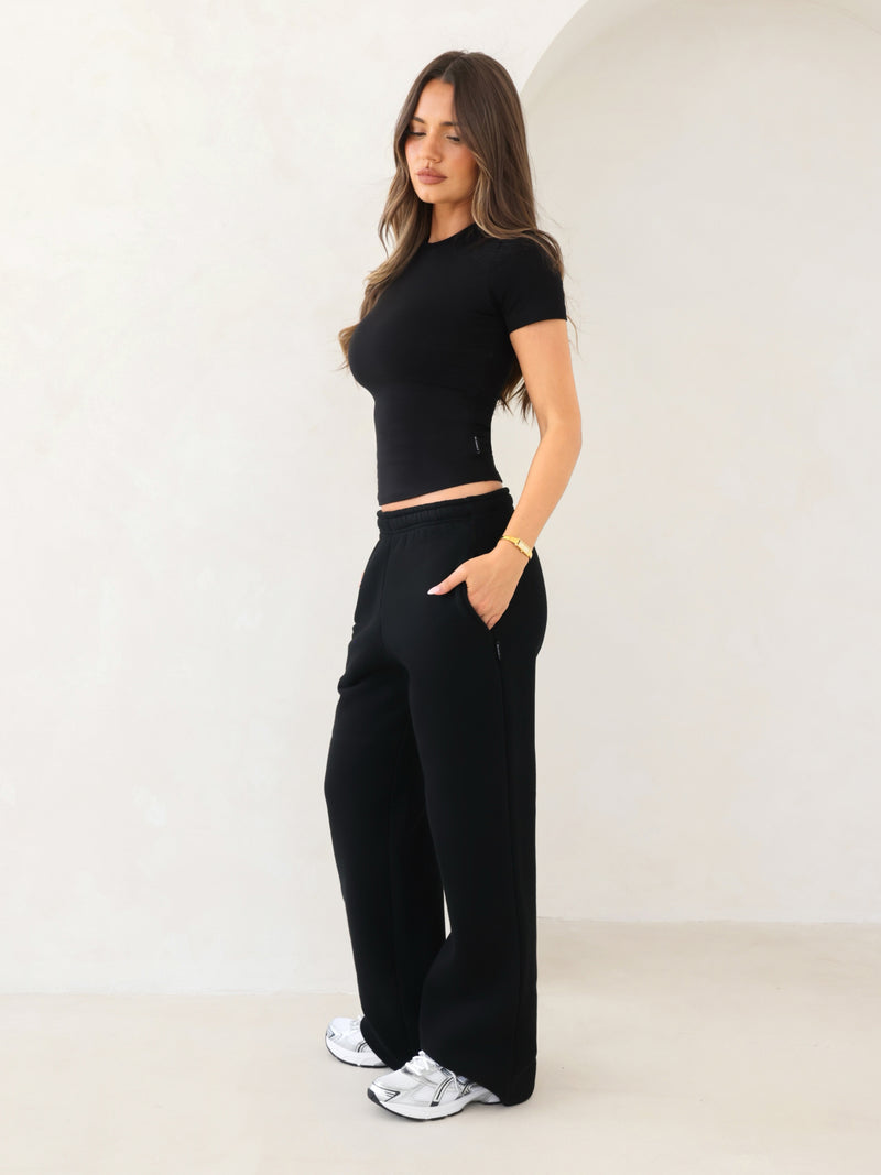 Isabel Wide Leg Sweatpants - Black