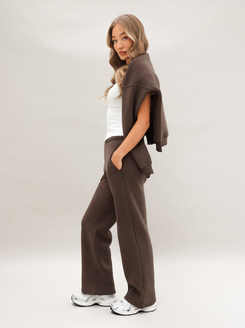 Isabel Wide Leg Sweatpants - Cocoa Brown