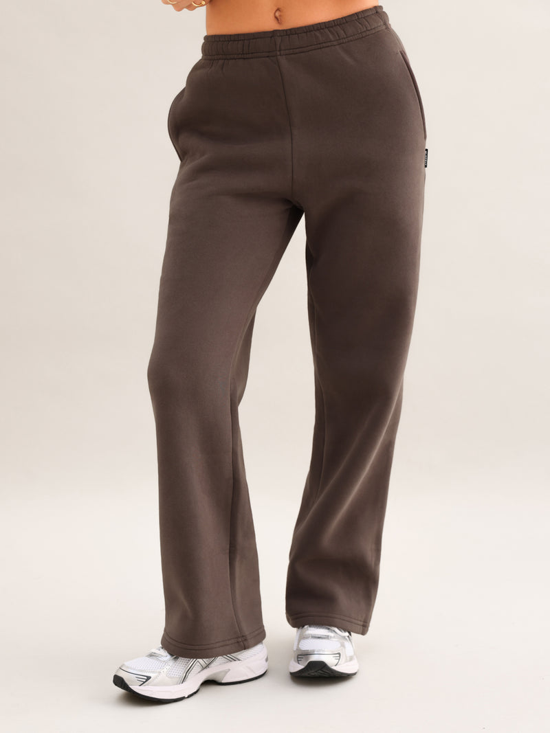 Isabel Wide Leg Sweatpants - Cocoa Brown