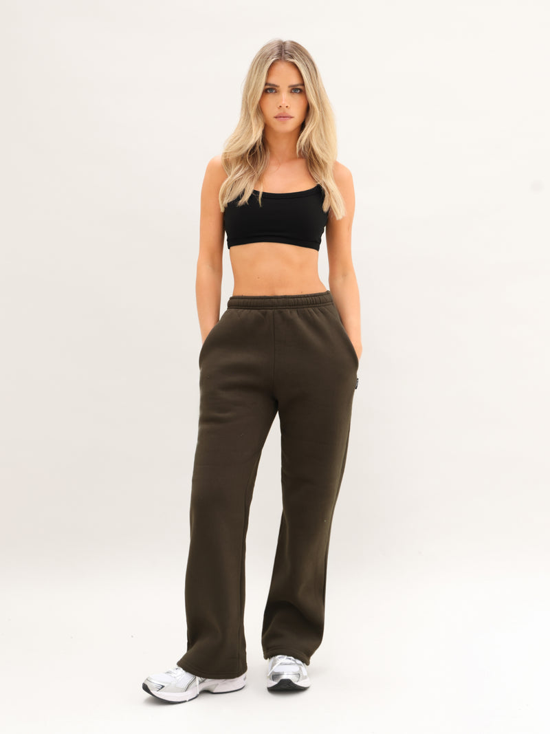Isabel Wide Leg Sweatpants - Deep Brown