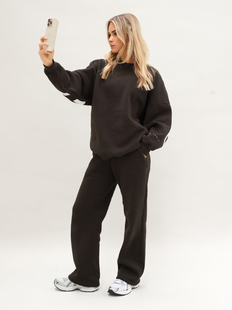 Isabel Wide Leg Sweatpants - Deep Brown