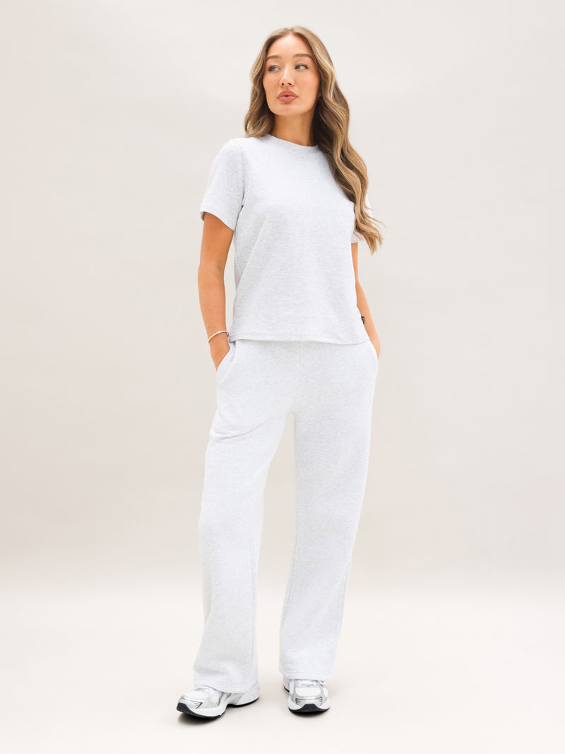Isabel Wide Leg Sweatpants - Marl White