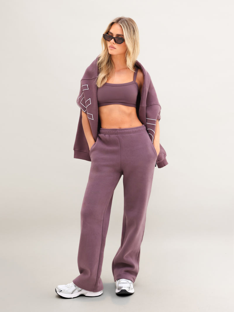 Isabel Wide Leg Sweatpants - Washed Plum