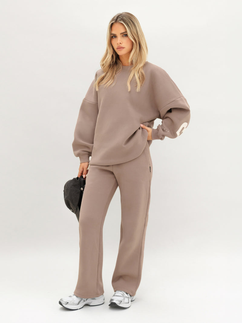 Isabel Wide Leg Sweatpants - Soft Brown
