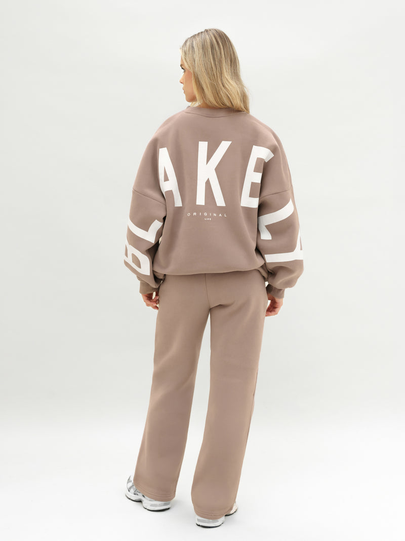 Isabel Wide Leg Sweatpants - Soft Brown