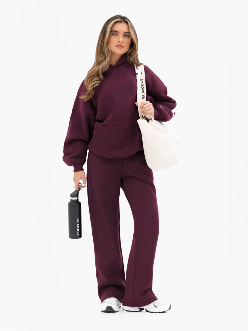 Isabel Wide Leg Sweatpants - Dark Cherry