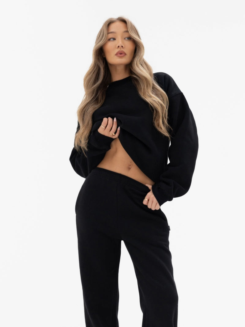 Freya Wide Leg Sweatpants - Black
