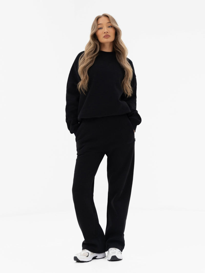 Freya Wide Leg Sweatpants - Black