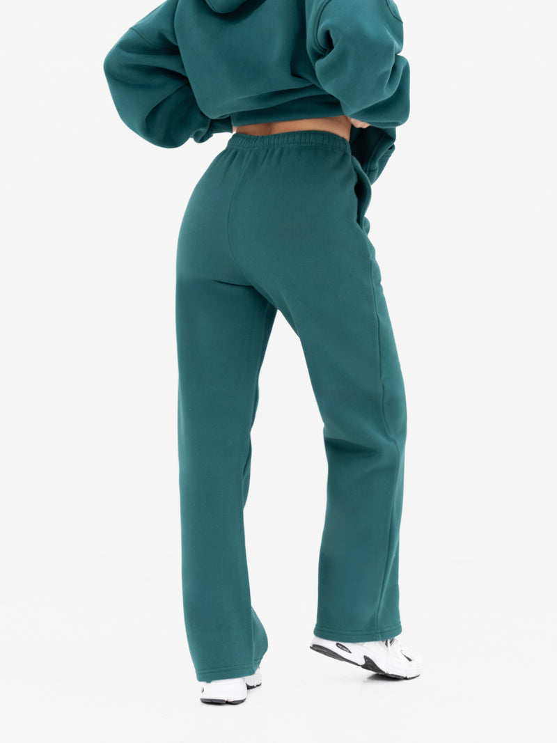 Freya Wide Leg Sweatpants - Deep Green