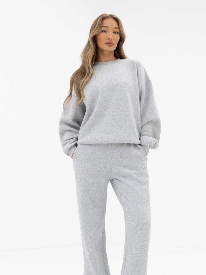 Freya Wide Leg Sweatpants - Marl Grey