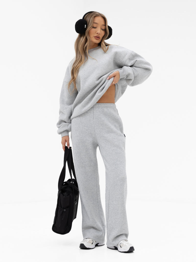 Freya Wide Leg Sweatpants - Marl Grey