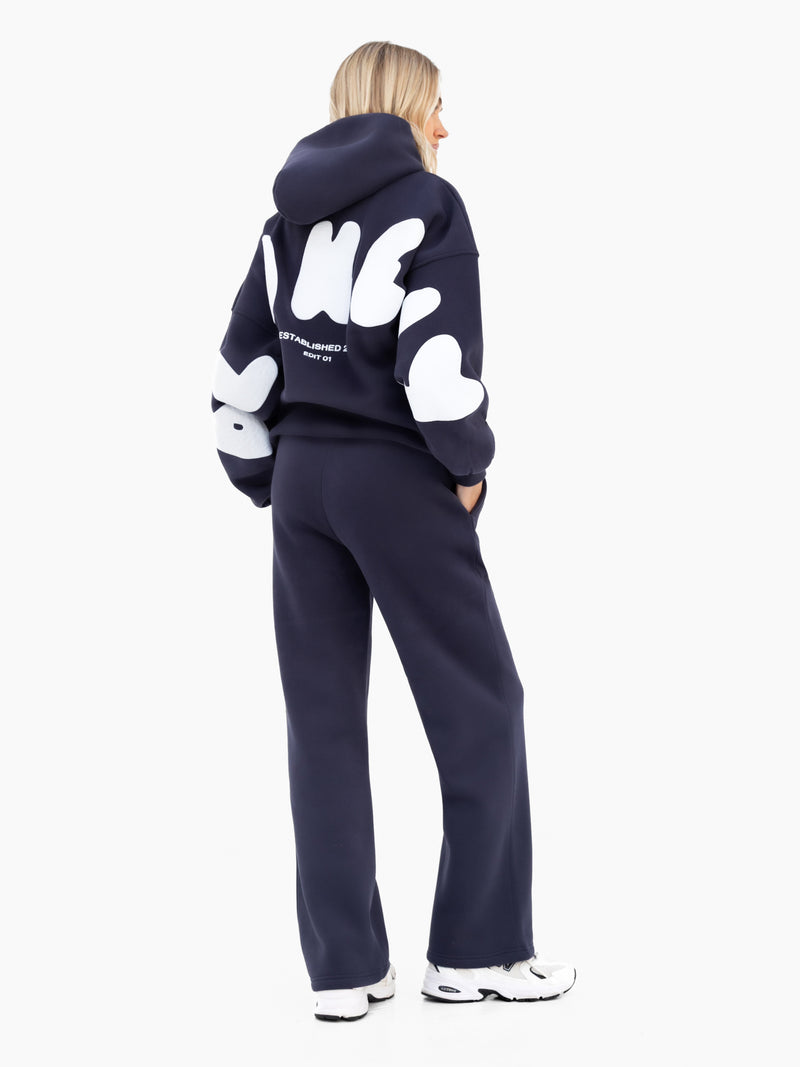 Isabel Wide Leg Sweatpants - True Navy