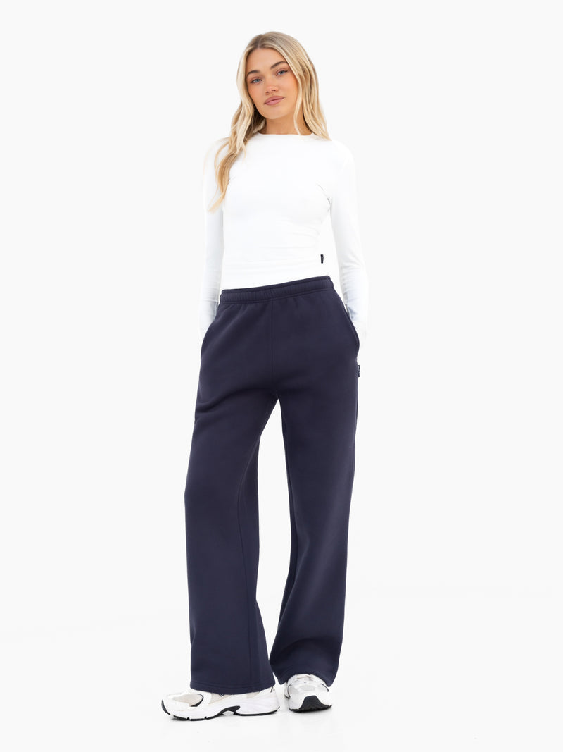 Isabel Wide Leg Sweatpants - True Navy