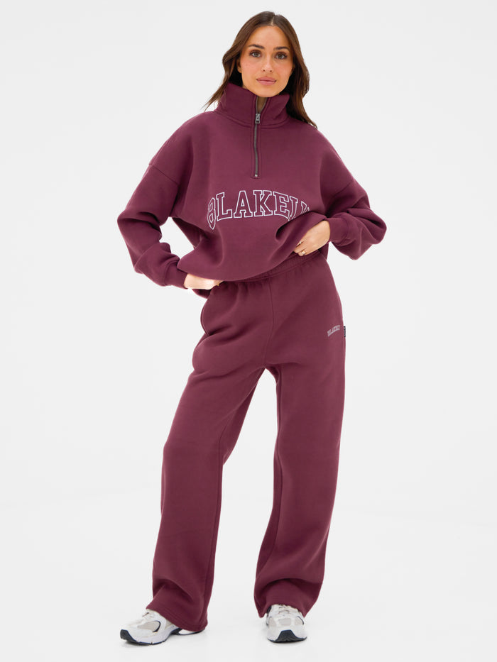 Outline Heritage Wide Leg Sweatpants - Old Burgundy